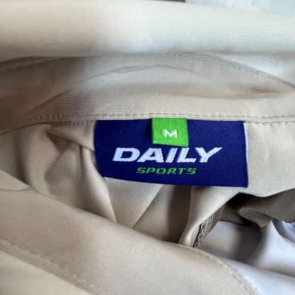 Daily Sports Womens Camo Feather Long Sleeve Polo Shirt Medium Beige Rhinestones - Picture 3 of 9